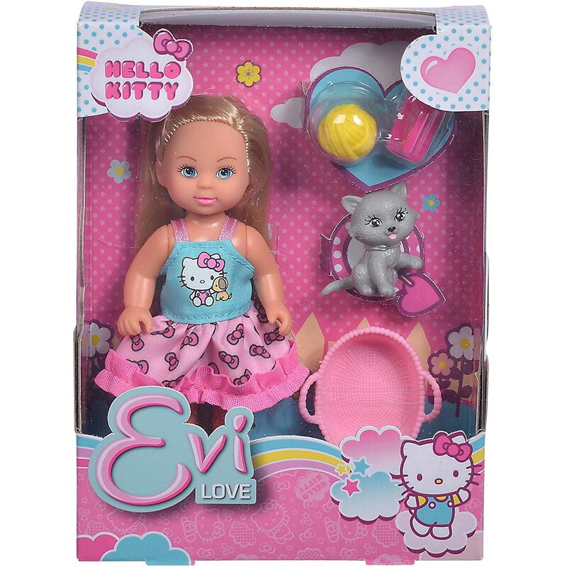 Simba - papusa evi love , hello kitty, cu animalut pisica