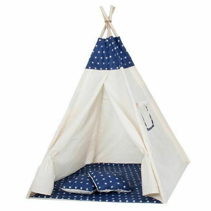 Springos - cort de joaca teepee stars stil indian, xxl, albastru