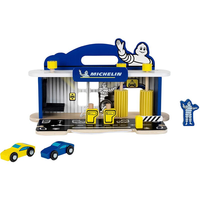 Klein - set de joaca statie reparatii masini cu spalatorie din lemn michelin