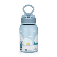 Sticla termos lichide, Petite&Mars, Work Zone, Din otel inoxidabil, Cu mentinere de temperatura calda pana la 12 h, Rece pana la 24 h, 350 ml, Fara BPA, Cu maner de transport, 12 luni+, Albastru