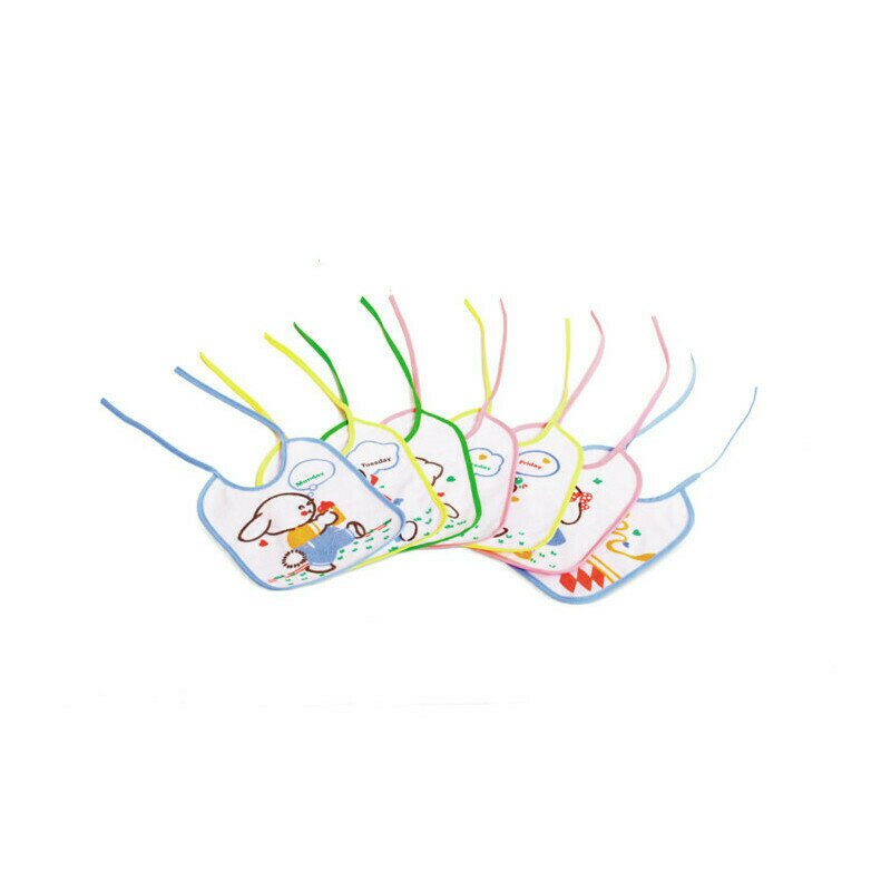 Sunny baby - set bavete cu snur, 7 bucati, spate din pvc, din bumbac, 23x18.5 cm