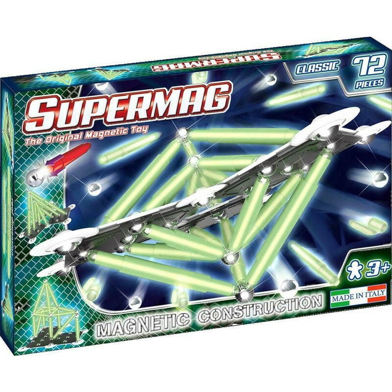 Supermag - set constructii classic glow, 72 piese