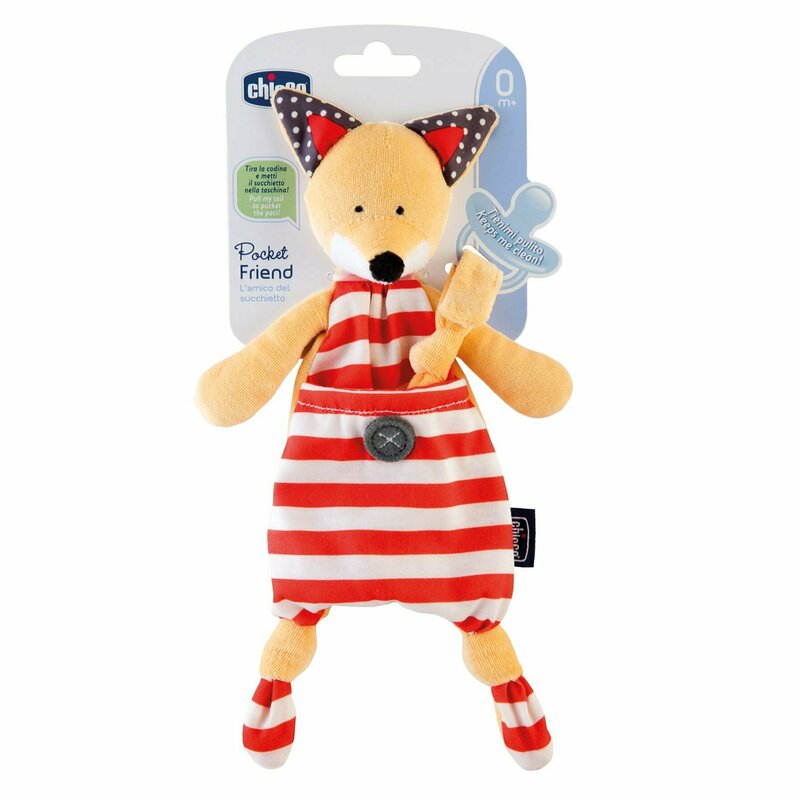 Chicco - suport suzeta 3 in 1, pocket friend, vulpe, 0luni+