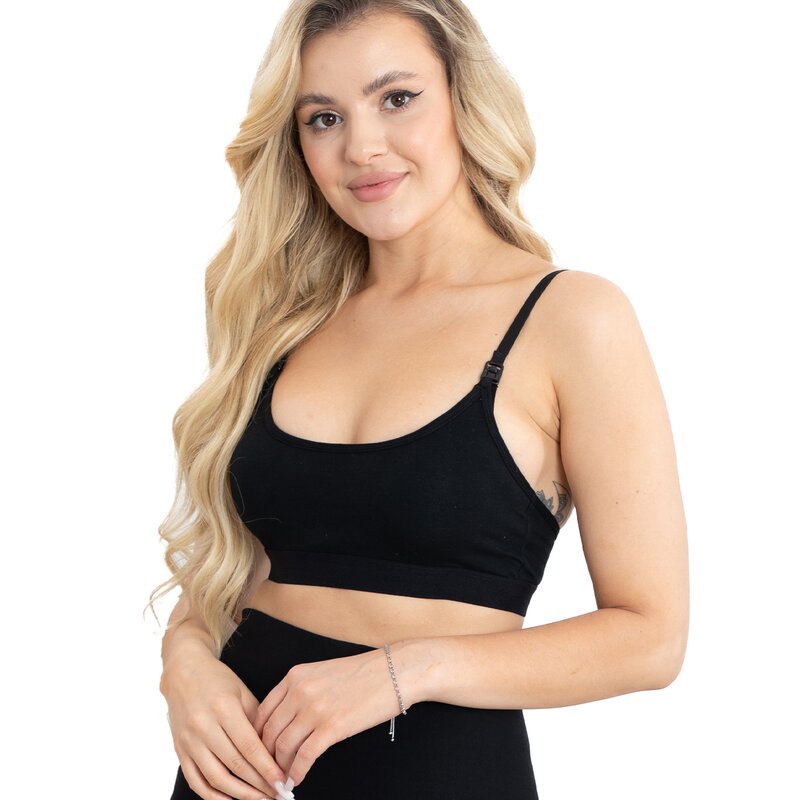 Sutien pentru alaptat, Agnes, Din 95% bumbac si 5% elastan, Masura M, Black