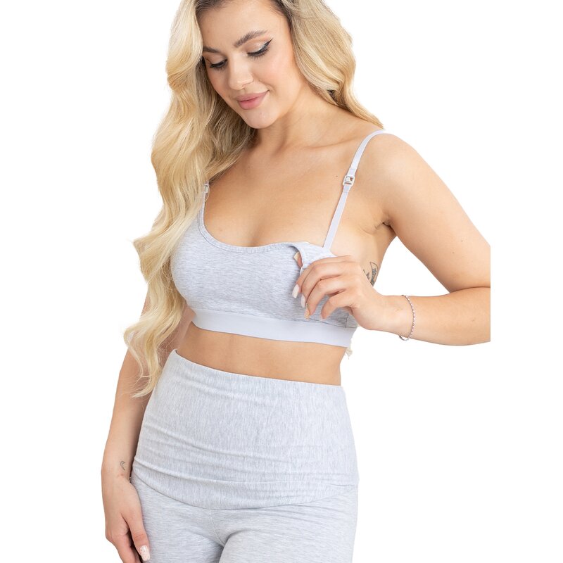 Sutien pentru alaptat, Agnes, Din 95% bumbac si 5% elastan, Masura L, Grey