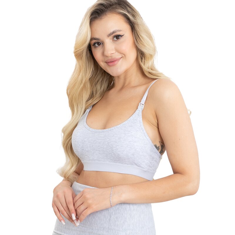 Sutien pentru alaptat, Agnes, Din 95% bumbac si 5% elastan, Masura M, Grey