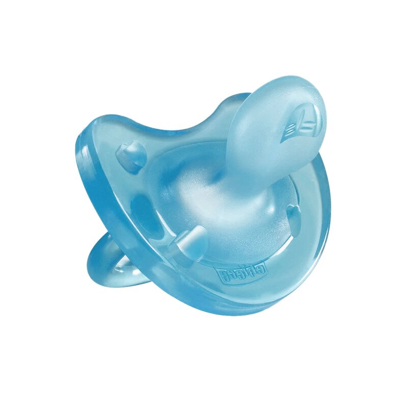 Chicco - suzeta silicon physio monobloc, forma ortodontica, 0-6 luni, bleu