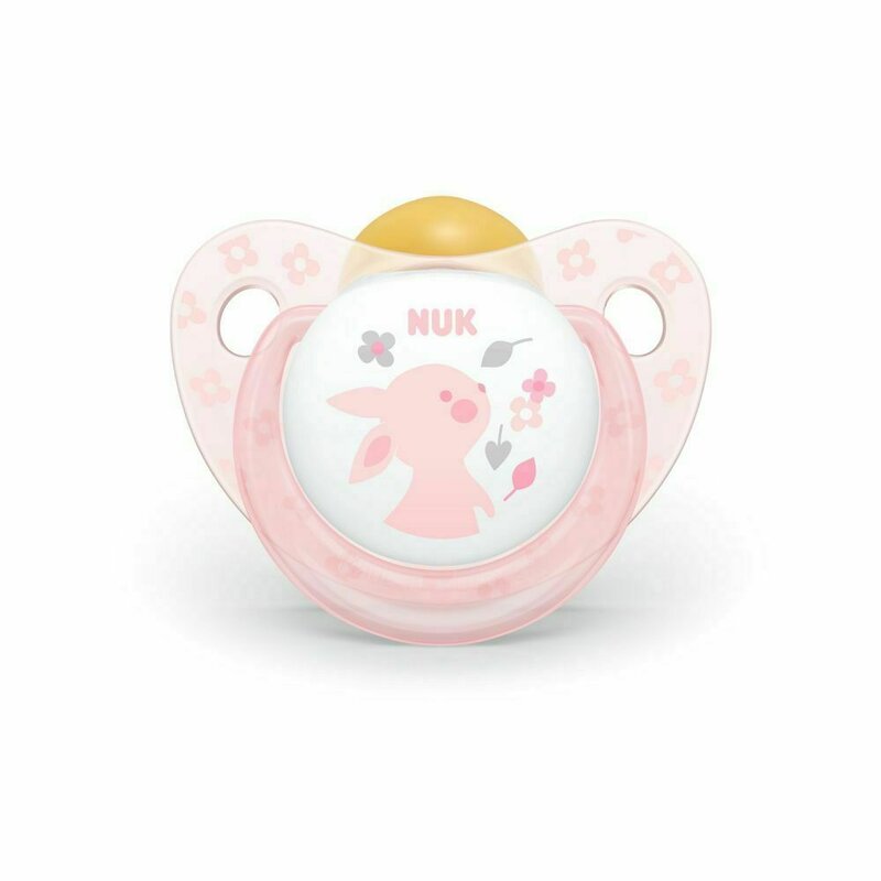 Nuk - suzeta din latex baby rose m2, 6-18 luni, iepuras