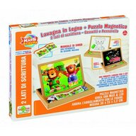 Rs toys - Tablita lemn magnetica  cu 2 fete si puzzle