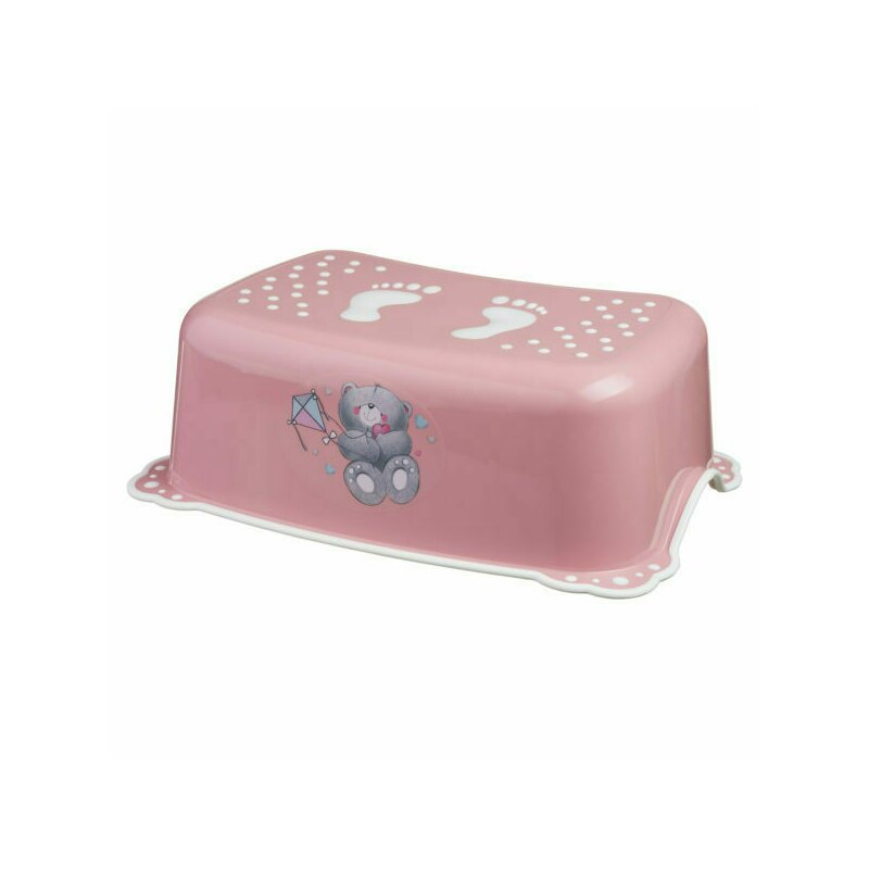Mykids - taburet copii bears, antialunecare, pink/white