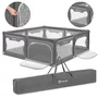 Tarc de joaca copii, Lionelo, Willow XL,180 x 200 cm, Pliere compacta, Include geanta de transport, Din plasa, Cu doua intrari laterale si fermoar, Cu ventuze pentru stabilitate, Conform cu EN 12227:2010, Gri - 11