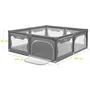 Tarc de joaca copii, Lionelo, Willow XL,180 x 200 cm, Pliere compacta, Include geanta de transport, Din plasa, Cu doua intrari laterale si fermoar, Cu ventuze pentru stabilitate, Conform cu EN 12227:2010, Gri - 18
