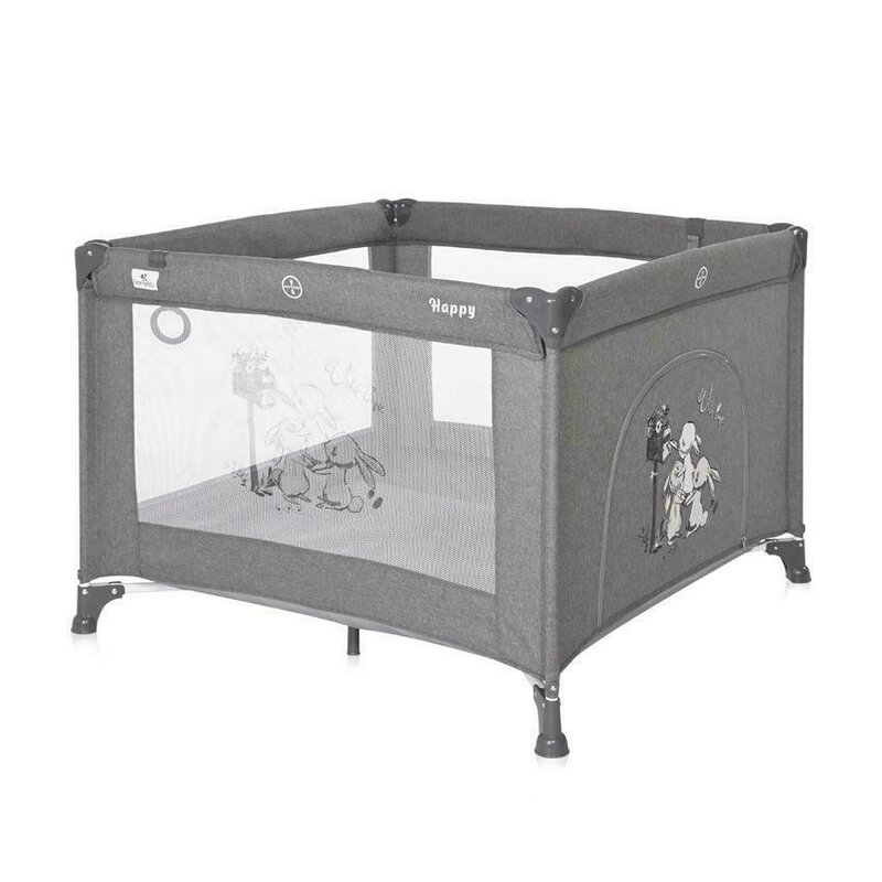 Lorelli - tarc de joaca happy game zone rabbits din metal, 94x94 cm, gri