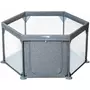 Tarc de joaca, FreeON, Hexagonal, Pentru bebe, Cu 4 manere, Intrare cu fermoar, Cu geanta de transport, 117 x 67 x 67 cm, Conform cu standardul european de securitate EN 12227:2010, Grey - 1