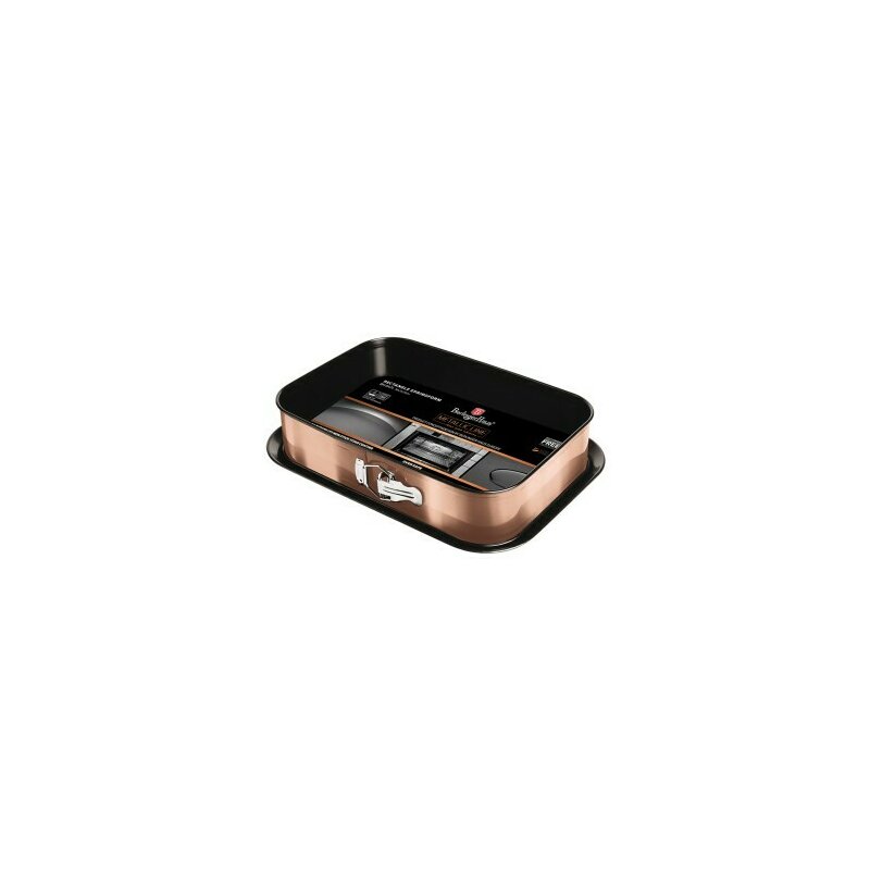 Tava pentru cuptor dreptunghiulara, cu pereti detasabili, 39x27 cm Rose Gold Metallic Collection Berlinger Haus BH 6474