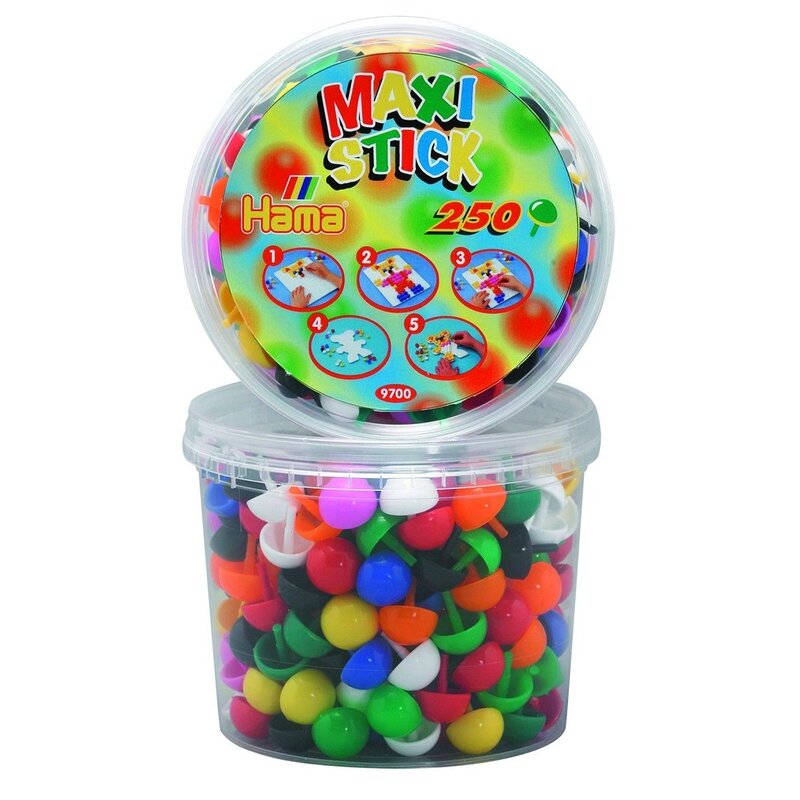 Hama - Set creativ Tepuse ciuperci In cutie de plastic, 250 buc Maxi Stick