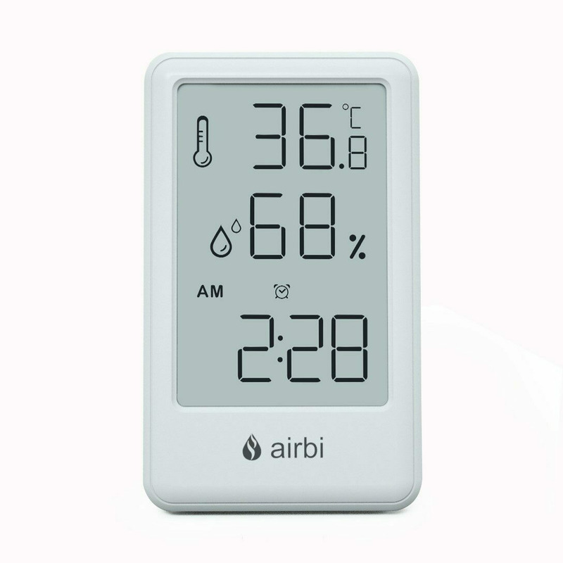 Termometru si higrometru, AirBi, Frame Bl1051, Digital, De camera, Cu ceas cu alarma, Memorie, Suport expandabil, Alb