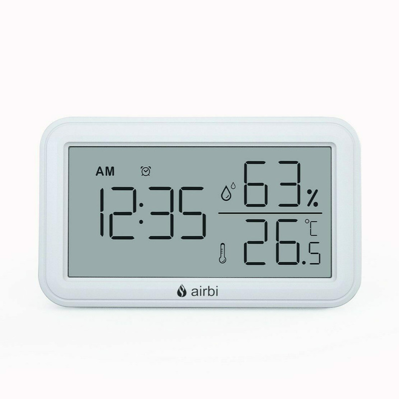 Termometru si higrometru, AirBi, Line BI1053, Digital, De camera, Cu ceas cu alarma, Memorie, Suport expandabil, Alb