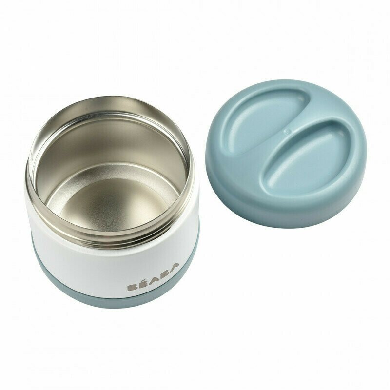 Beaba - termos mancare solida thermo-portion 500 ml din otel, alb/albastru
