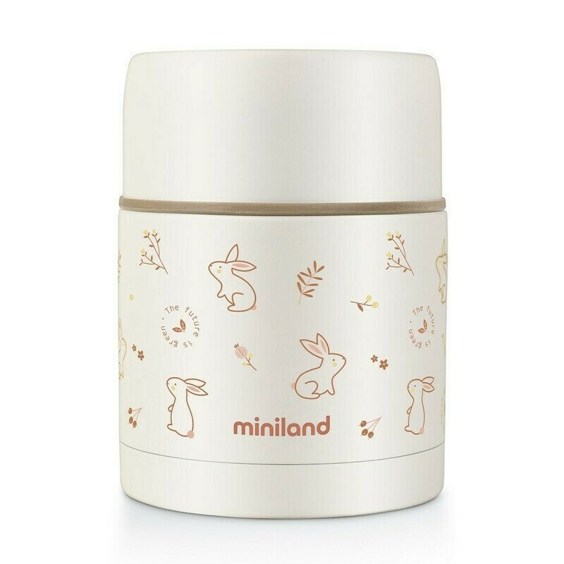 Miniland - termos mancare solida 600 ml natur bunny