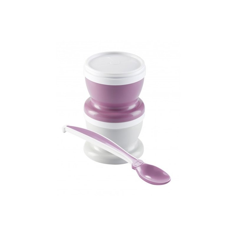 Thermobaby - set 2 recipiente cu capac si lingurita orchid pink