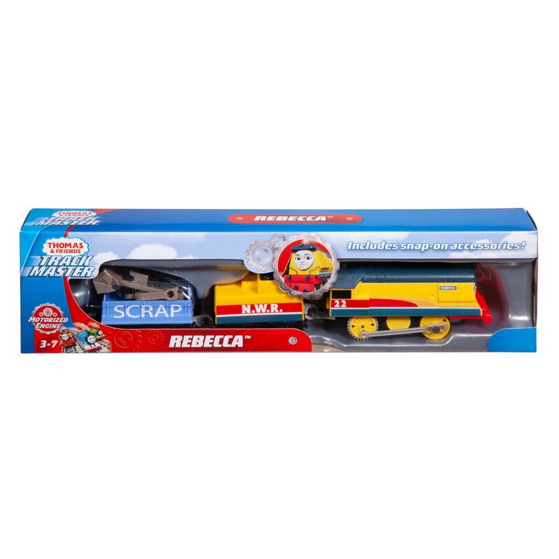 Mattel - Locomotiva Rebecca , Thomas and Friends, Cu 2 vagoane, Motorizata