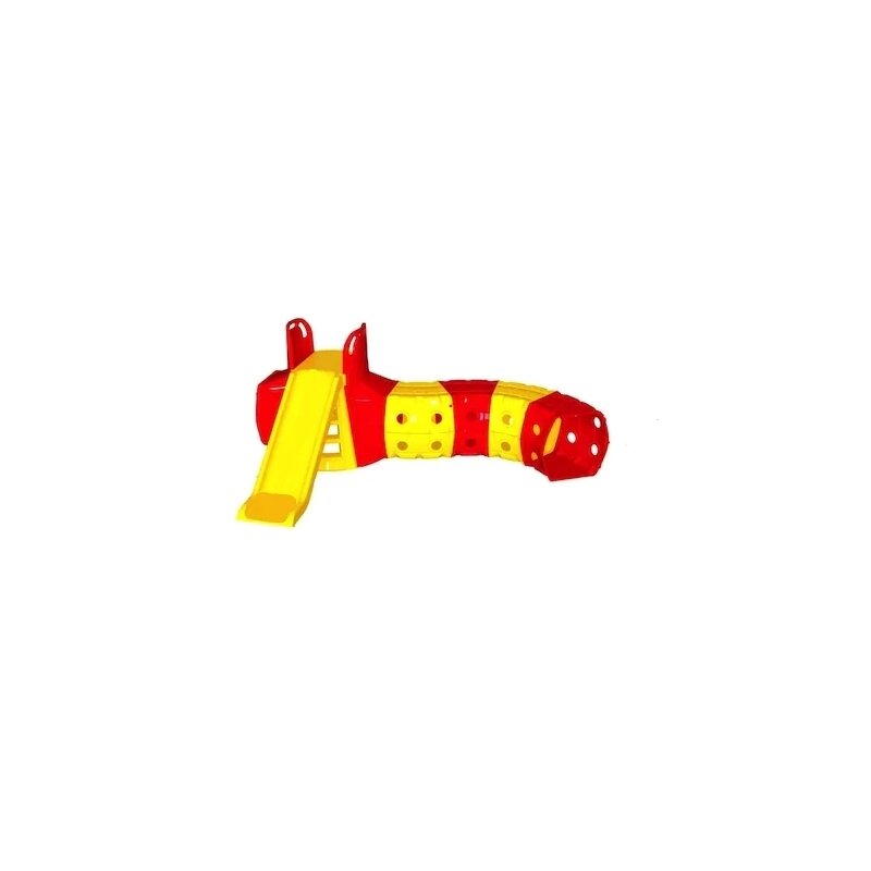 Mykids - tobogan , cu tunel de joaca, galben/rosu