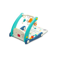 Antemergator 2 in 1, Toyz, Cu un covor colorat detasabil si panou multimedia cu melodii, Cu bara cu jucarii senzoriale, Ajuta la concentrare si la captarea atentiei, 78x54x44 cm, 0 luni+, Albastru