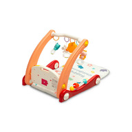 Antemergator 2 in 1, Toyz, Cu un covor colorat detasabil si panou multimedia cu melodii, Cu bara cu jucarii senzoriale, Ajuta la concentrare si la captarea atentiei, 78x54x44 cm, 0 luni+, Portocaliu