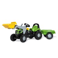 Tractor cu pedale, cupa si remorca, rollyKid Deutz-Fahr 5115 G TB, verde