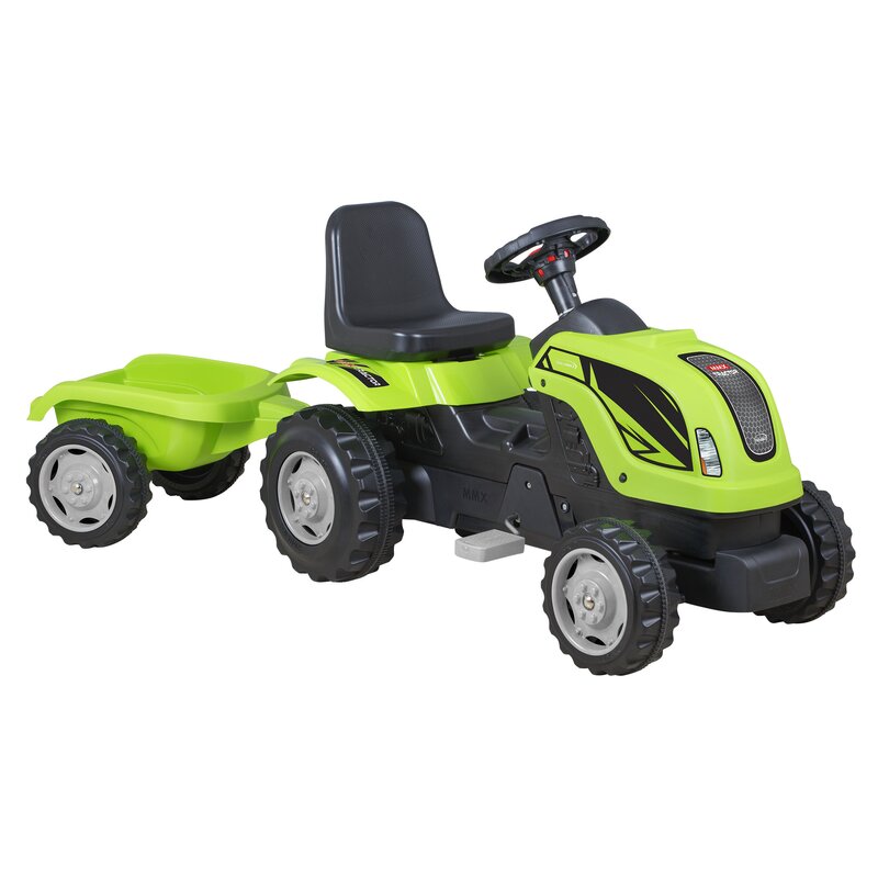 Micromax - tractor cu pedale si remorca mmx verde