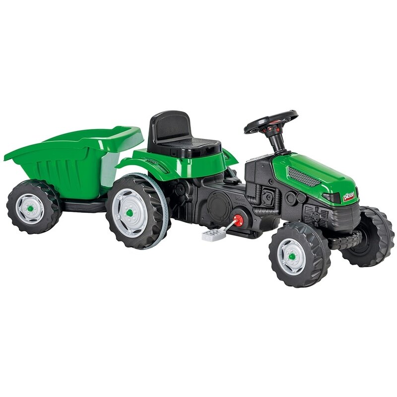 Pilsan - tractor cu pedale active with trailer, cu remorca, verde