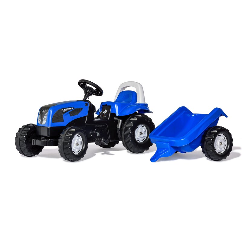 Tractor cu pedale si remorca, rollykid landini, albastru