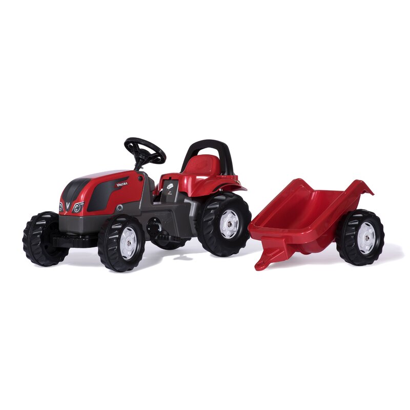 Tractor cu pedale si remorca, rollykid valtra, rosu