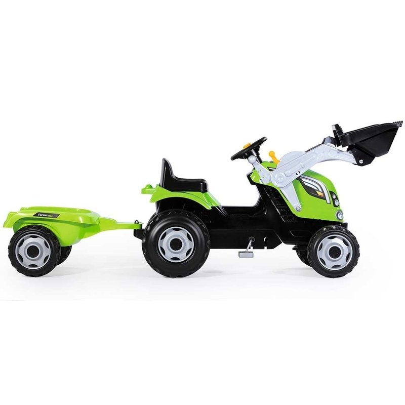 Smoby - tractor cu pedale si remorca farmer max verde