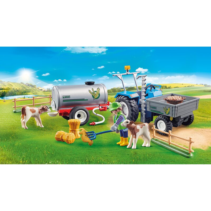 Playmobil - set de constructie tractor cu rezervor de apa country