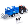 Tractor Dickie Toys Massey Ferguson Animal Trailer 26 cm cu lumini, sunete, remorca si figurina vaca - 2