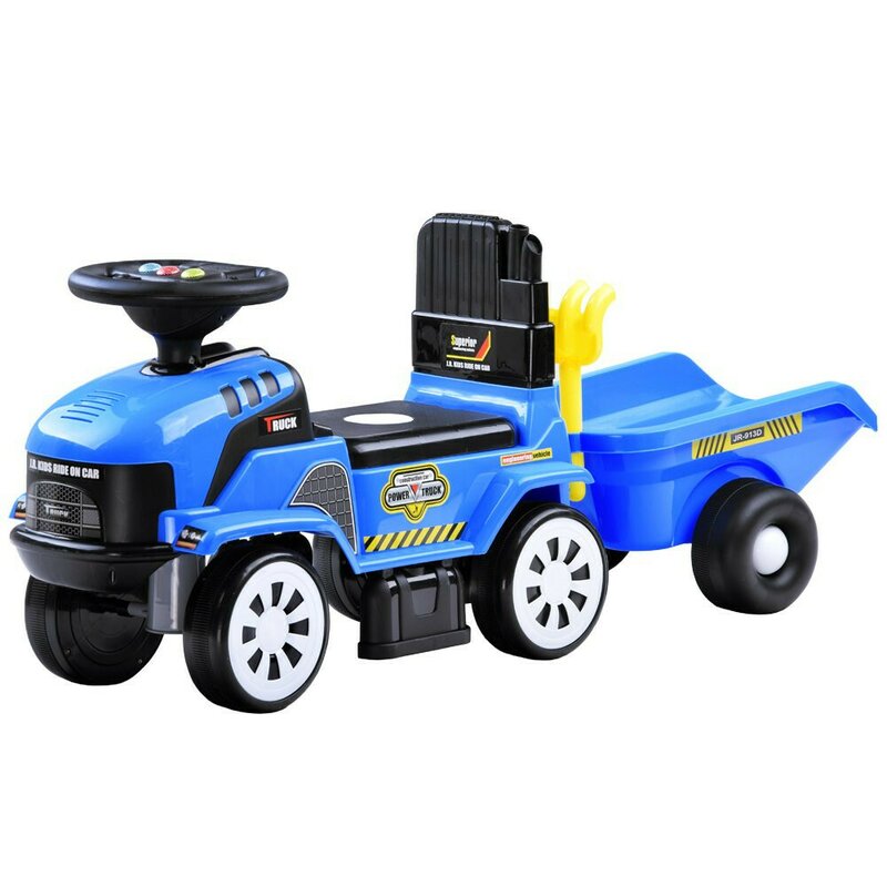 Tractor, Jokomisiada, Ride-on, De impins, Cu melodii, Remorca detasabila, Accesorii, Cu melodii, 18 luni+, Blue