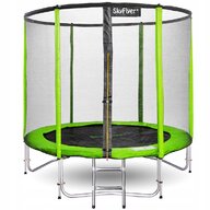 Trambulina, SkyFlyer, Ring, 2 in 1, Diametru 180 cm, Cu plasa, Rezistenta la razele UV, Pana la 150 kg, 3 ani+, Negru/Verde