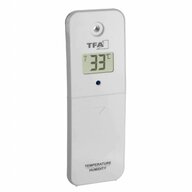 Tfa - Transmitator wireless digital pentru temperatura si umiditate, afisaj LCD, alb, compatibil MARBELLA,  30.3239.02