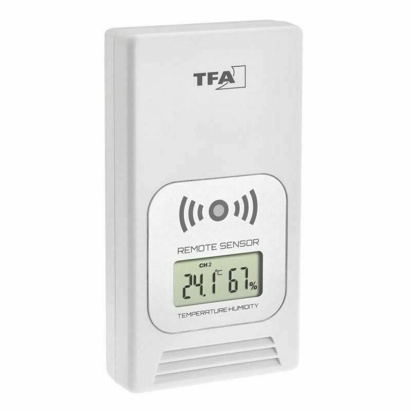 Transmitator wireless digital pentru temperatura si umiditate, afisaj LCD, alb, TFA 30.3241.02