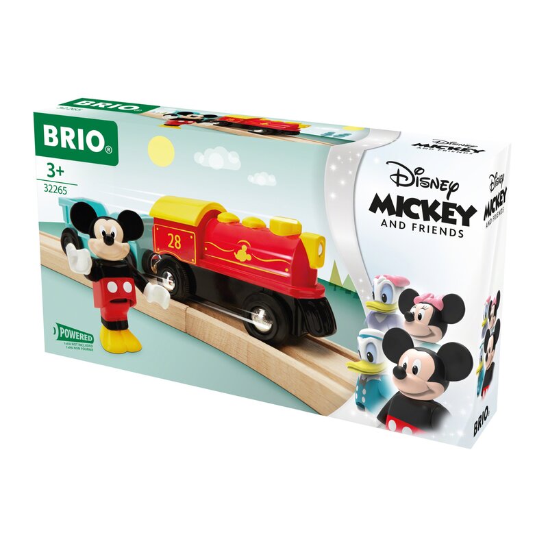 Brio - tren din lemn , mickey mouse , cu baterii