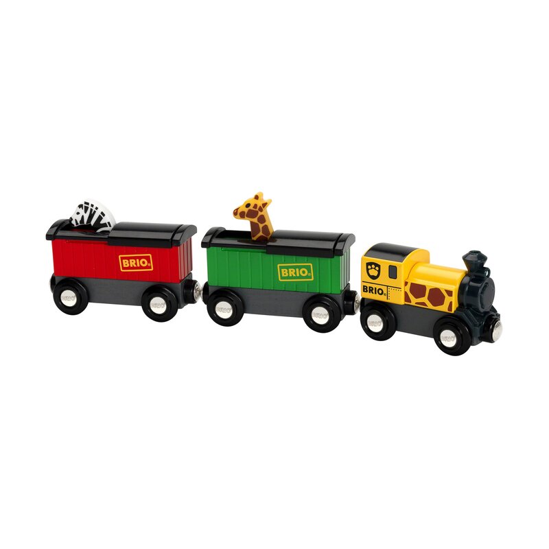 Brio - tren din lemn safari , cu 3 vagoane