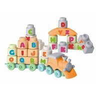 Trenulet alfabetic cuburi din plastic bio, Globo, 24 piese