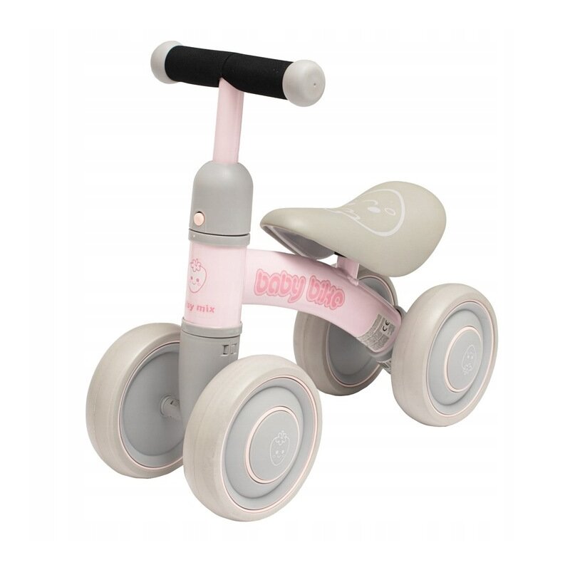 Bicicleta fara pedale, Baby Mix, Baby Bike, Cu 4 roti din spuma, Pana la 20 kg, Otel, Manere moi, antiderapante, 12- 36 luni, Conform EN 71, Roz