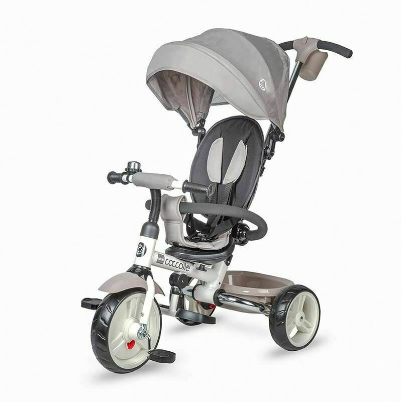 Coccolle - tricicleta urbio mecanism de pedalare libera, control al directiei, transformabila, scaun reglabil, gri