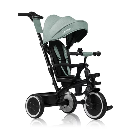 Tricicleta copii, Lionelo, Berry, 2 in 1, Multifunctionala, Suport picioare, Control al directiei, Scaun reversibil, Rotire 360 grade, Functie de roata libera, Utilizare pana la 5 ani, Constructie din otel, Conform cu standardul EN71, Verde