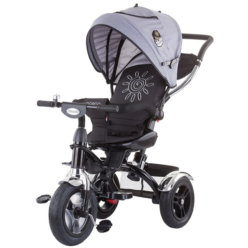 Chipolino - tricicleta arena , mist, mecanism de pedalare libera, control al directiei, scaun reversibil, gri