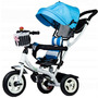 Tricicleta copii, cu sezut rotativ, cosulet de depozitare, mini geanta, Ecotoys, albastra - 1