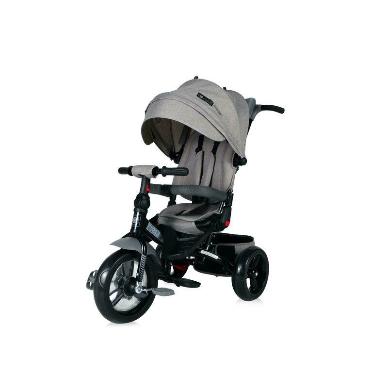 Lorelli - tricicleta jaguar eva wheels suport picioare, control al directiei, rotire 360 grade, scaun reglabil luxe, gri
